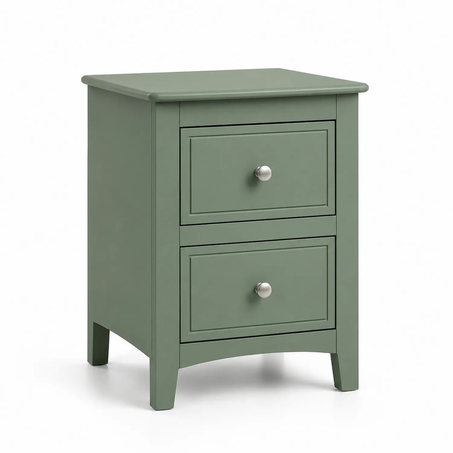 Table de chevet en bois avec 2 tiroirs Vert Olive