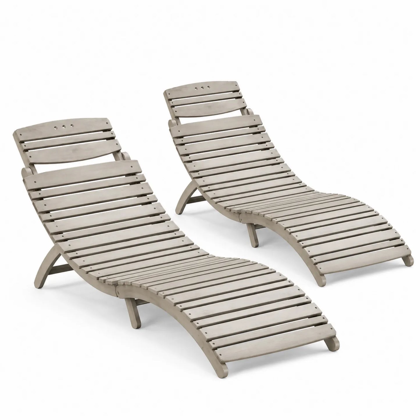 Paire de chaises longues en acacia gris