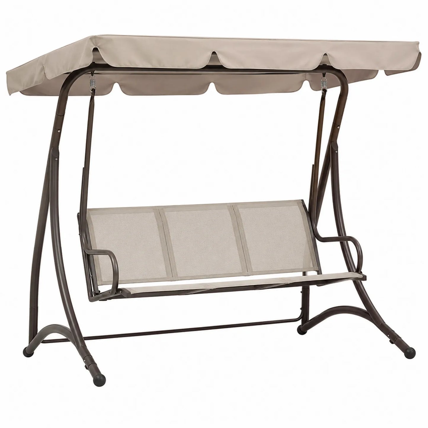 Balancelle d'extérieur en métal avec auvent en polyester beige