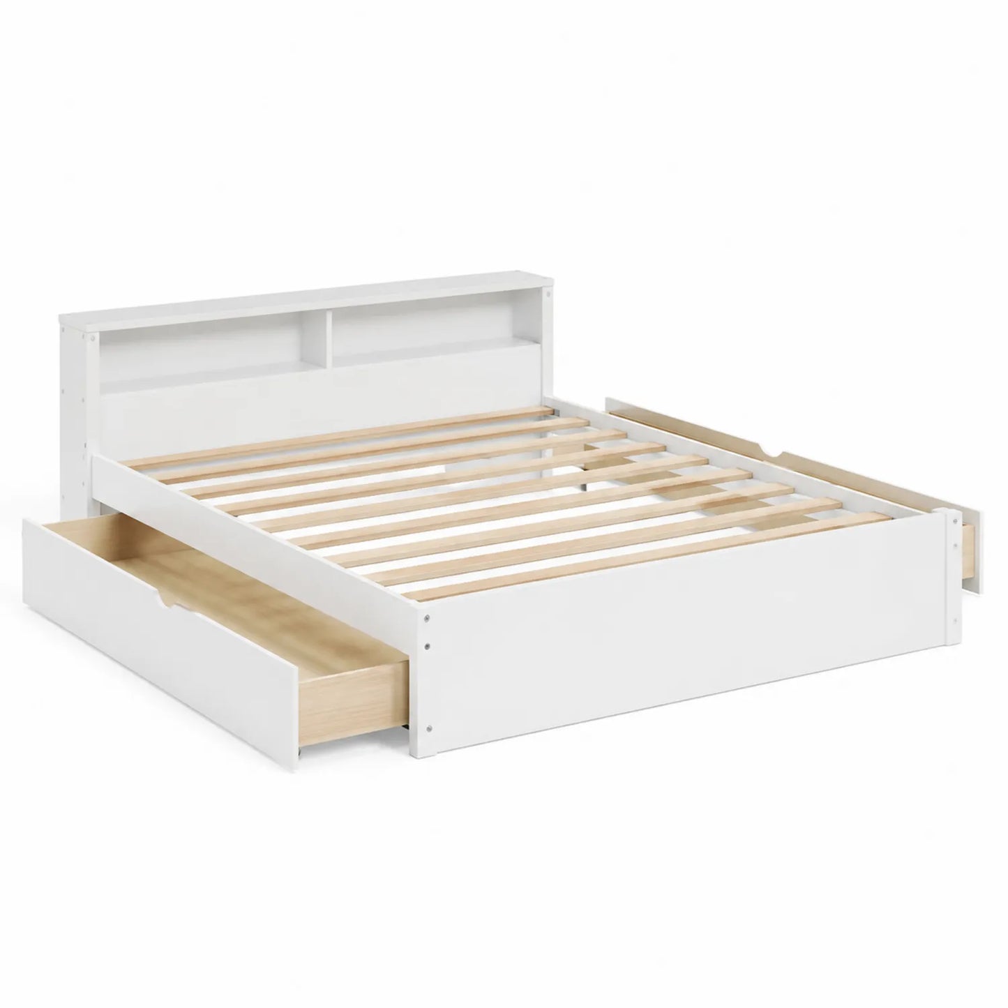 Lit en bois avec tiroirs de rangement Blanc 200x160 cm