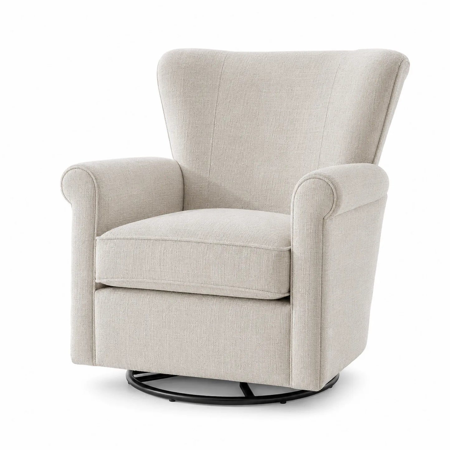 Fauteuil pivotant en tissu avec accoudoirs - Crème