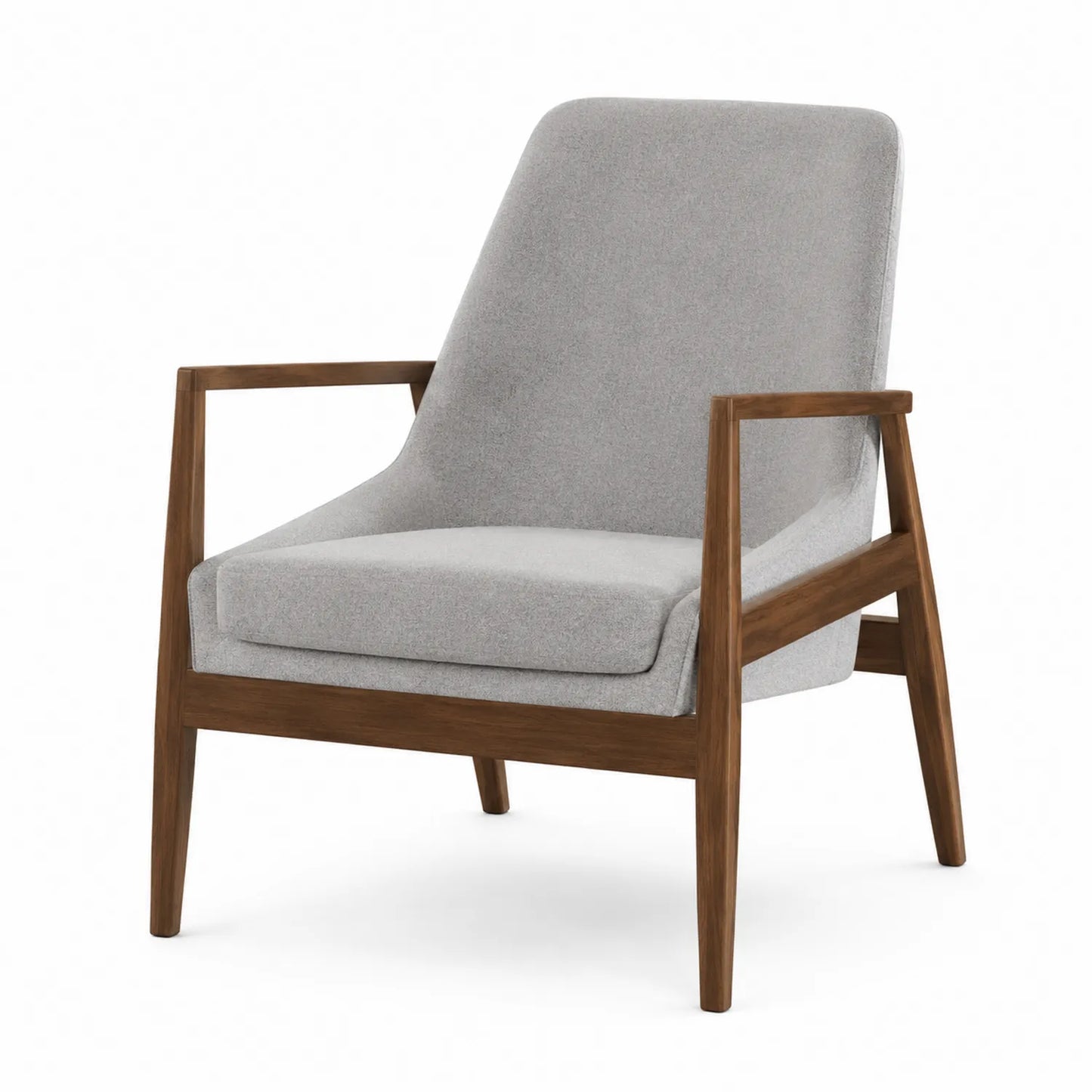 Fauteuil en bois avec revêtement en polyester gris