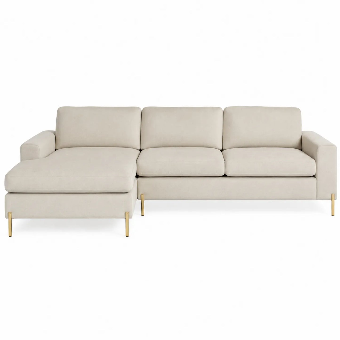 Canapé d'angle en tissu avec pieds en métal doré
