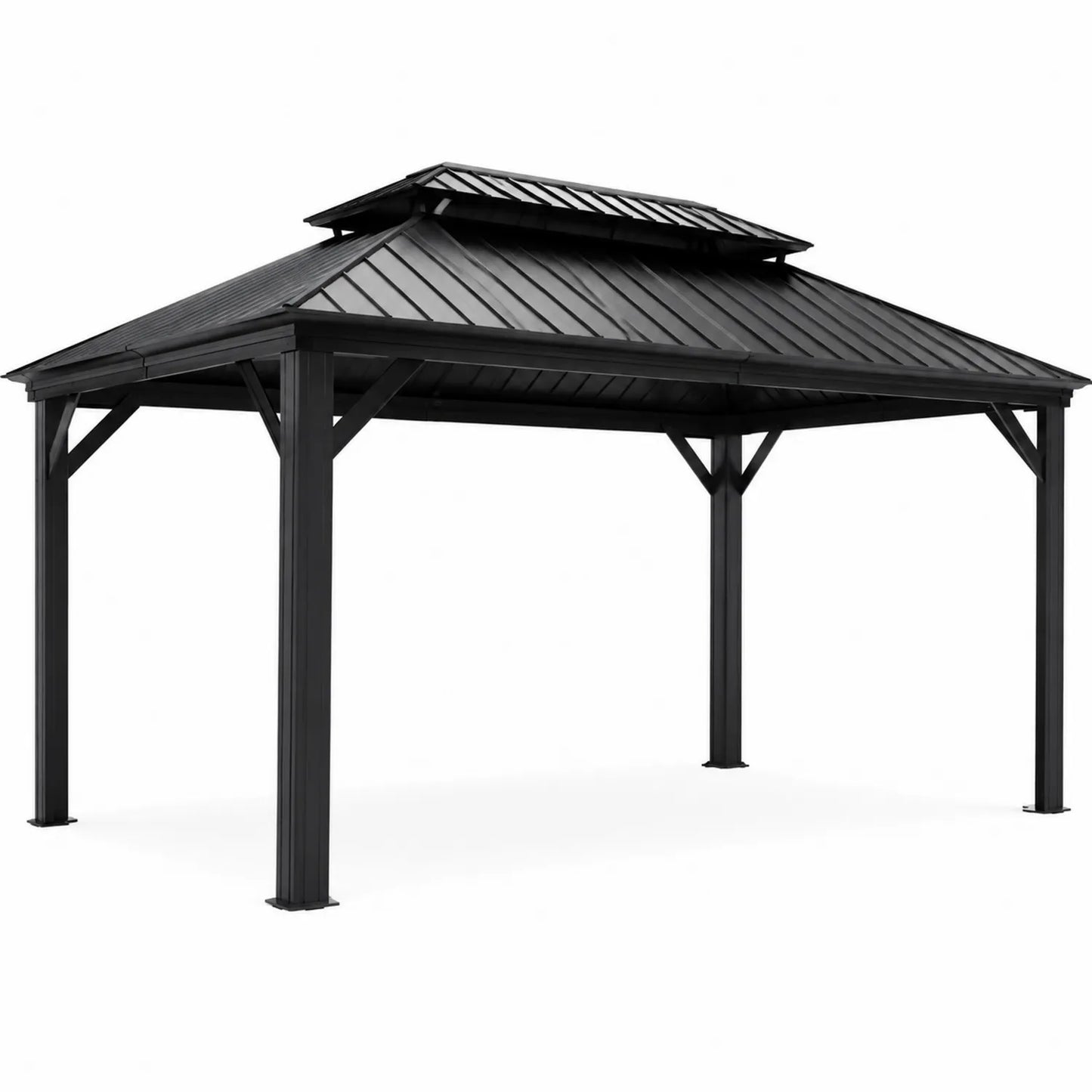 Tonnelle en Métal Noir 300x400 cm avec Toit Double