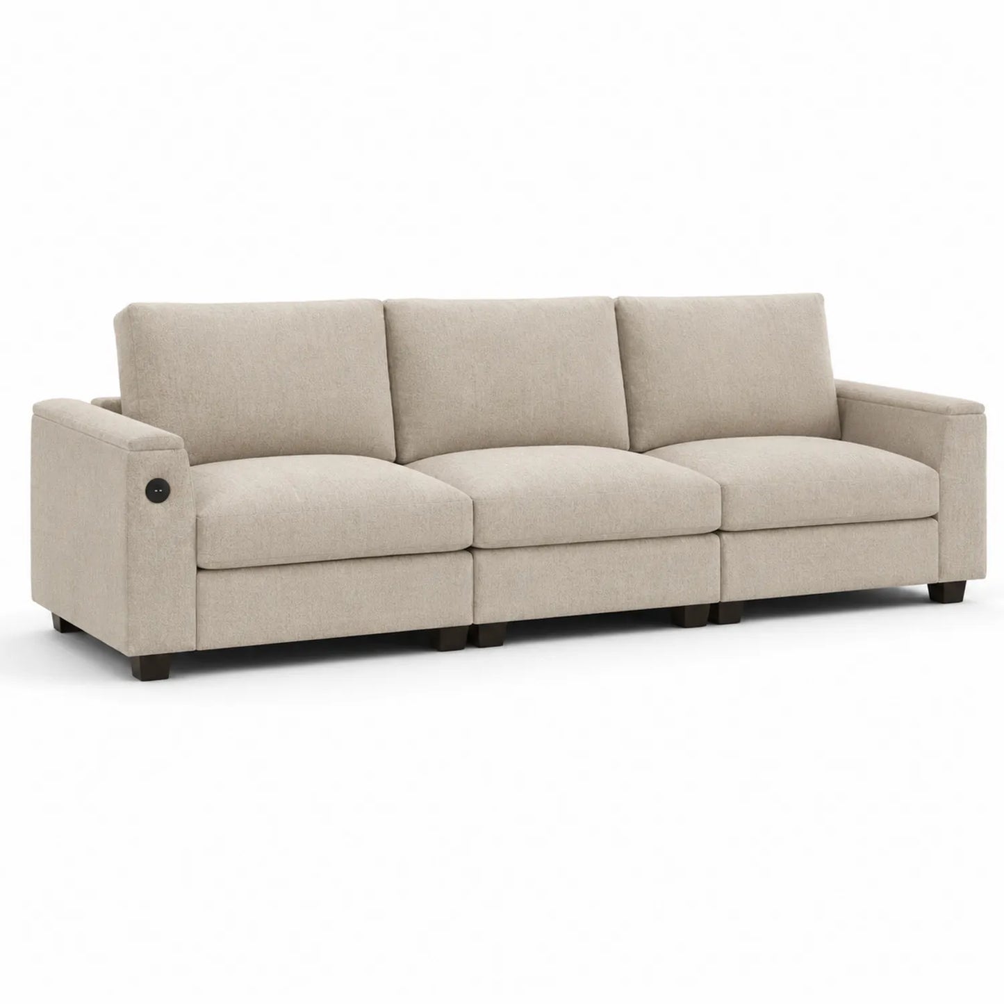 Canapé 3 Places Tissu Beige 274 cm