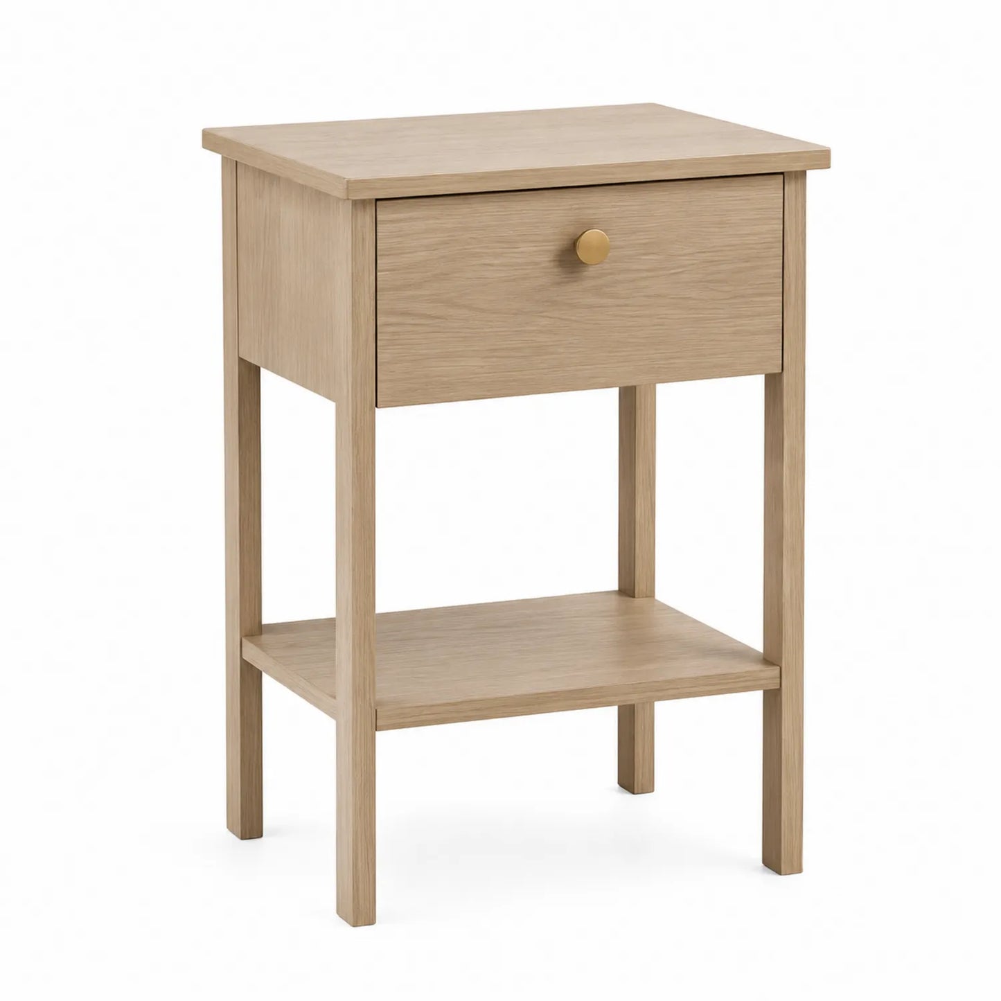 Table de chevet en bois avec tiroir et étagère