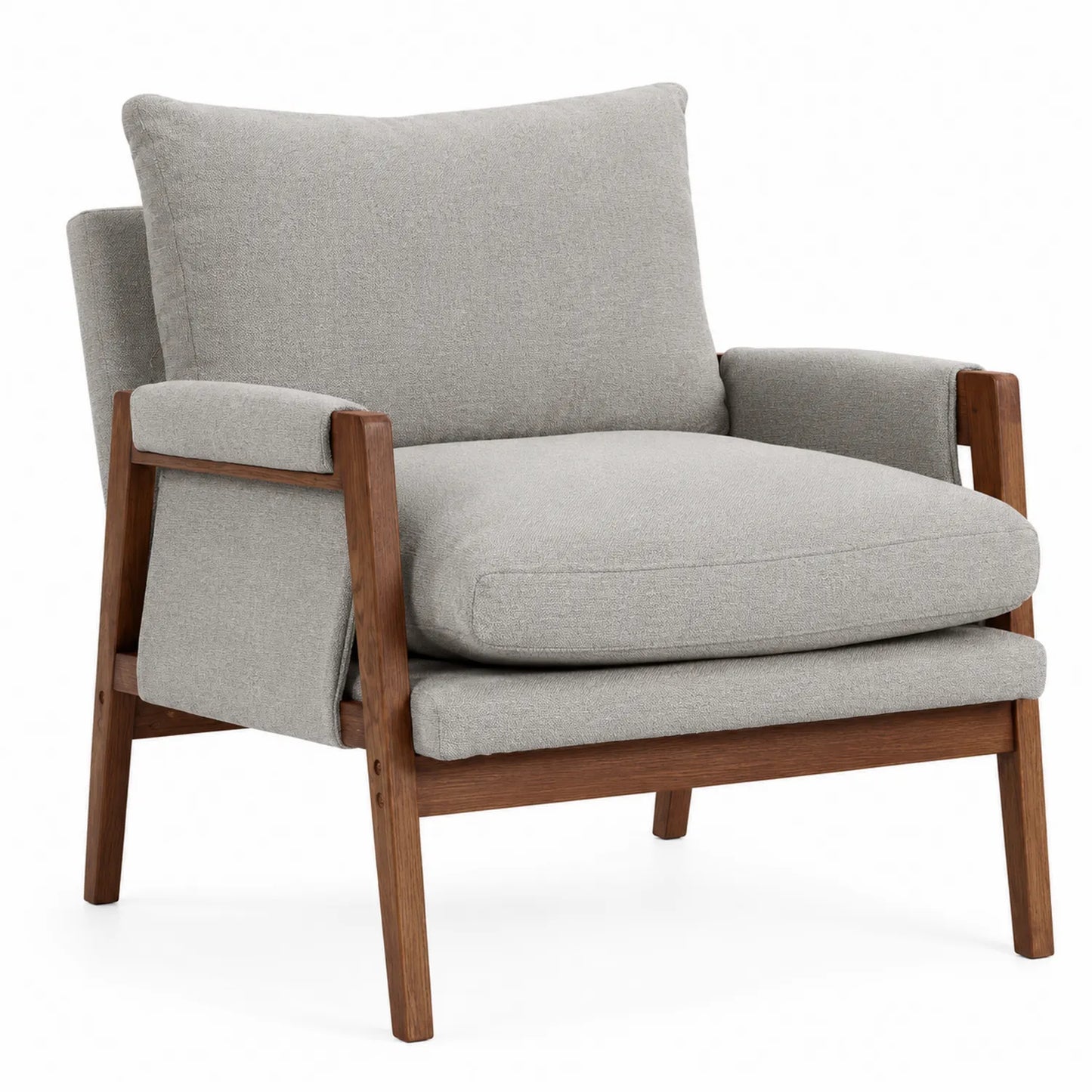 Fauteuil en bois et polyester gris