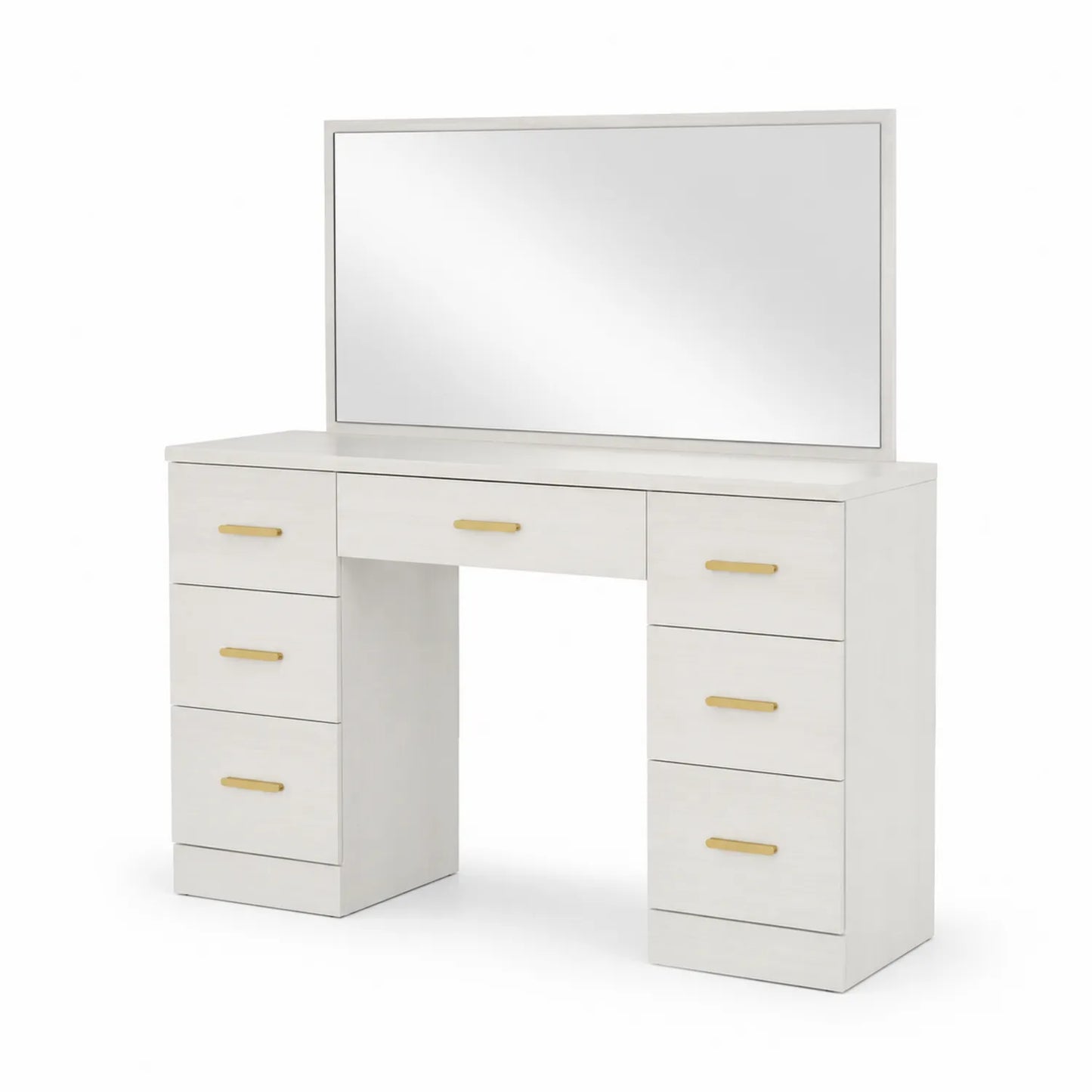 Coiffeuse avec Miroir 6 Tiroirs Bois Blanc