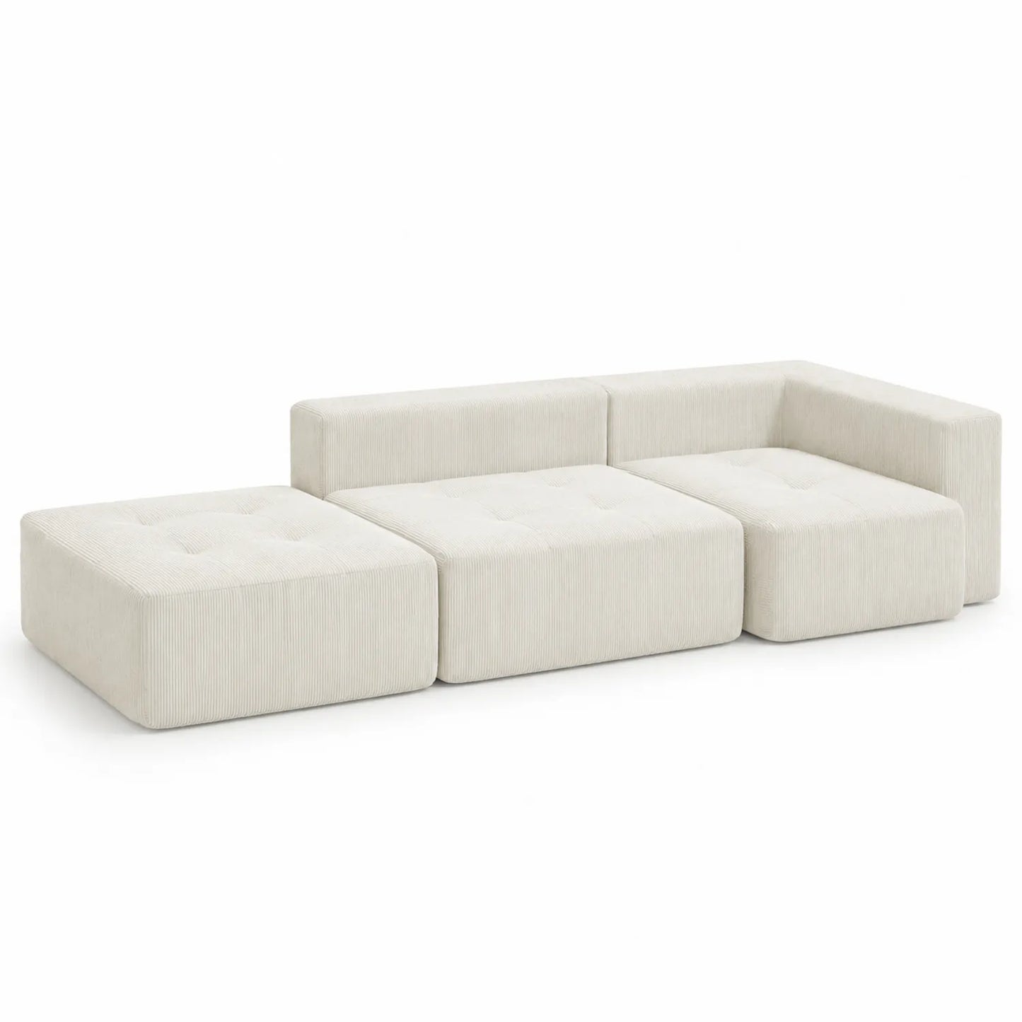 Canapé modulable en textile côtelé beige 3 places