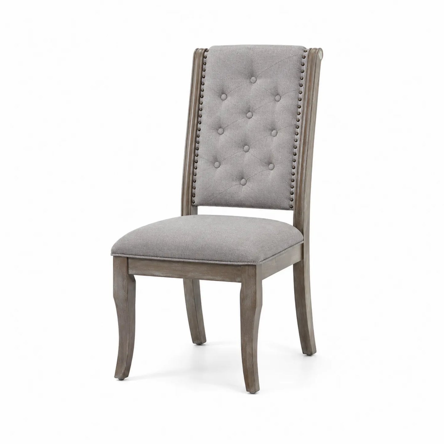 Chaise en tissu gris avec cadre en bois