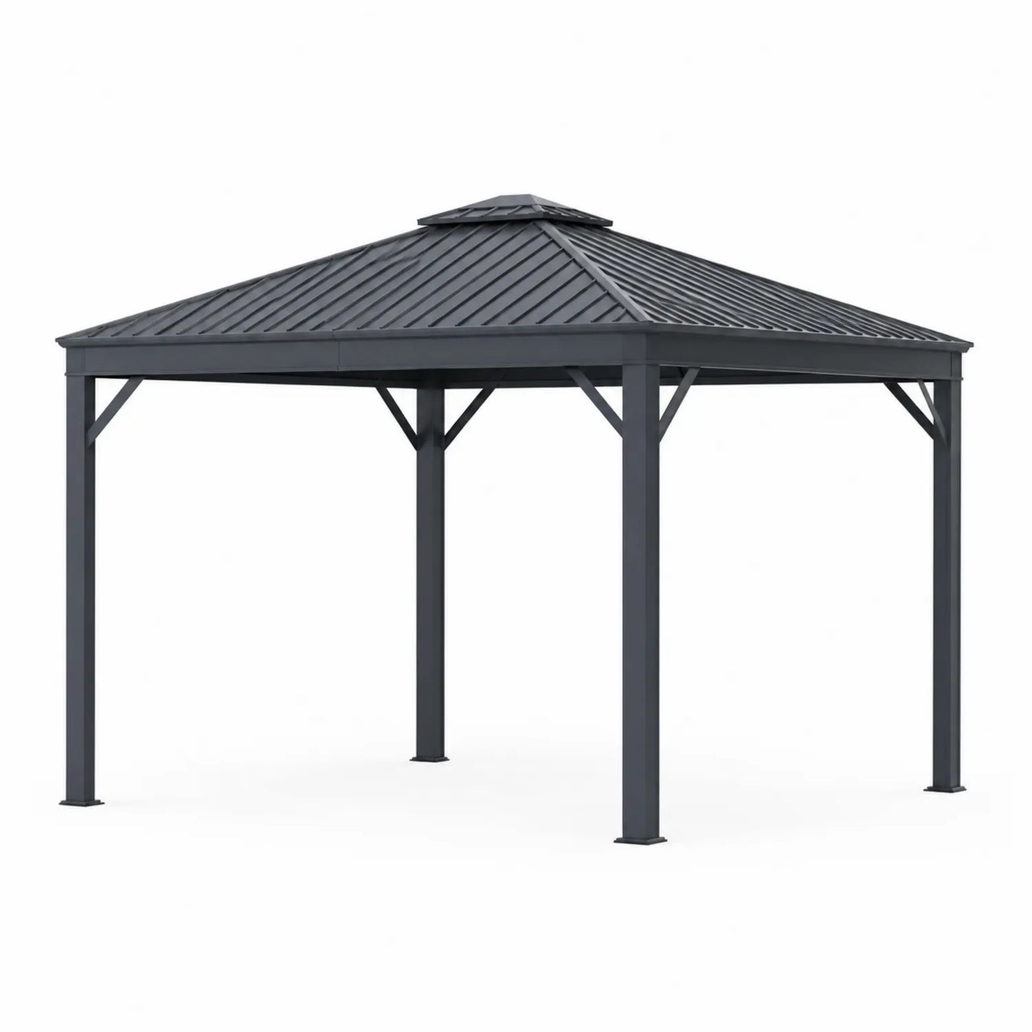 Pavillon en métal avec toit en aluminium 3x3 m Gris
