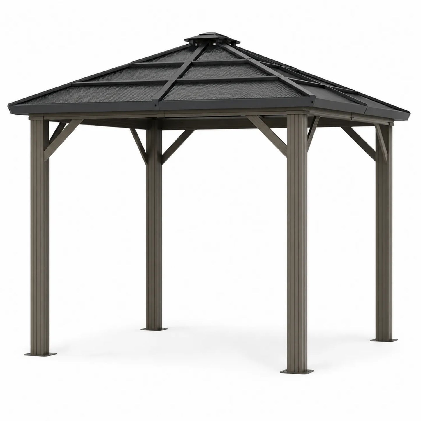 Pavillon en Aluminium 3x3 m Anthracite avec Toit en Acier