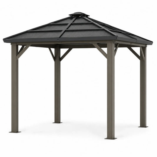 Pavillon en Aluminium 3x3 m Anthracite avec Toit en Acier
