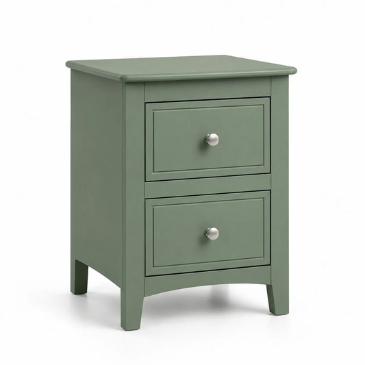Table de chevet en bois avec 2 tiroirs Vert Olive