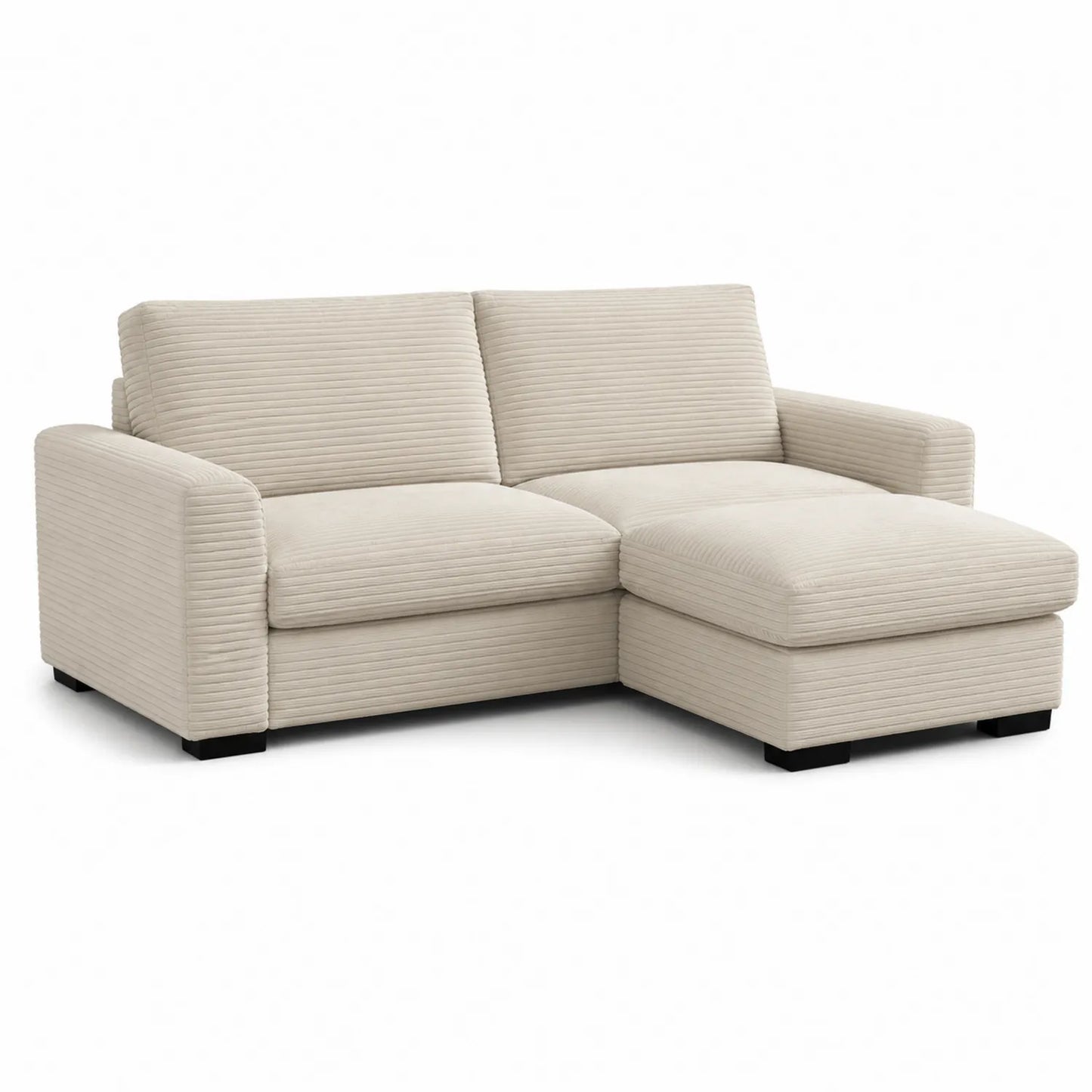 Canapé d'angle en tissu côtelé beige
