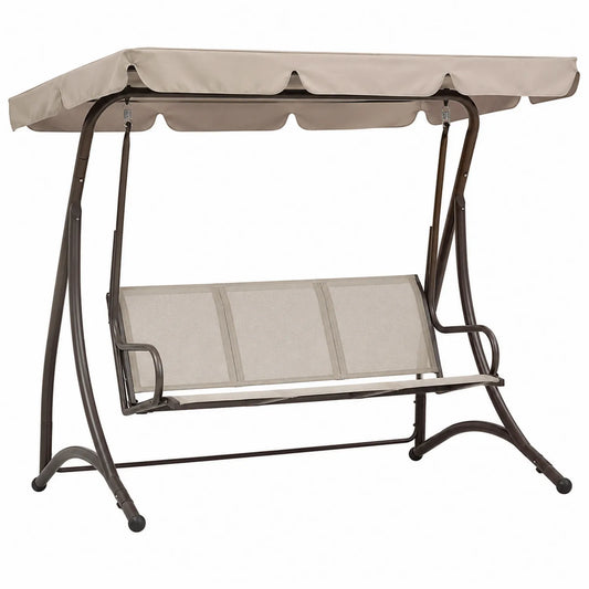 Balancelle d'extérieur en métal avec auvent en polyester beige