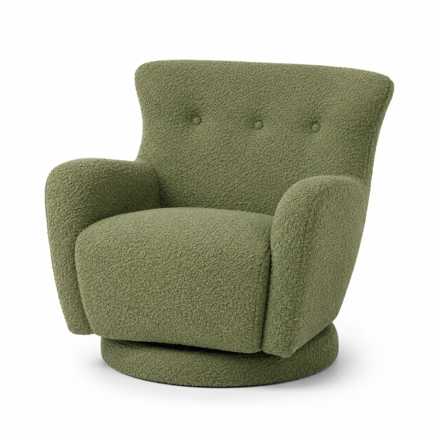 Fauteuil pivotant en tissu bouclé vert