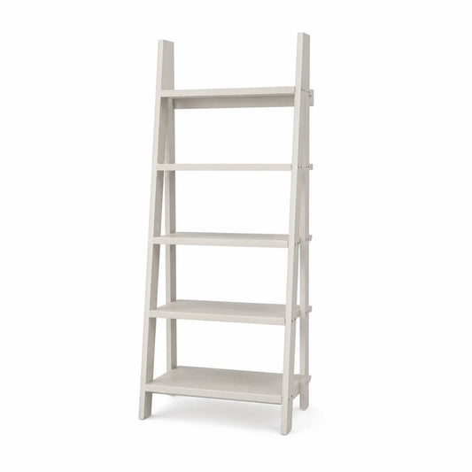Étagère échelle en bois de pin 5 niveaux Blanc