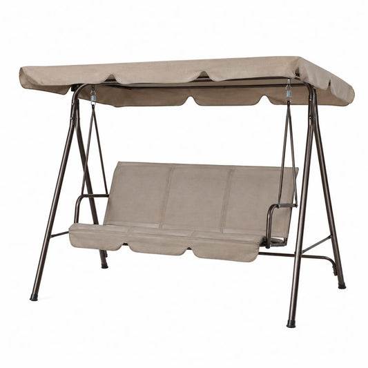 Balancelle en métal et textilène Beige pour 3 personnes