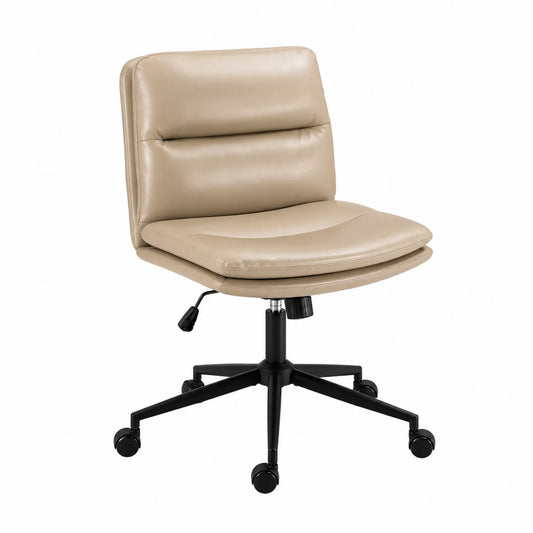 Chaise de bureau pivotante en cuir synthétique Beige