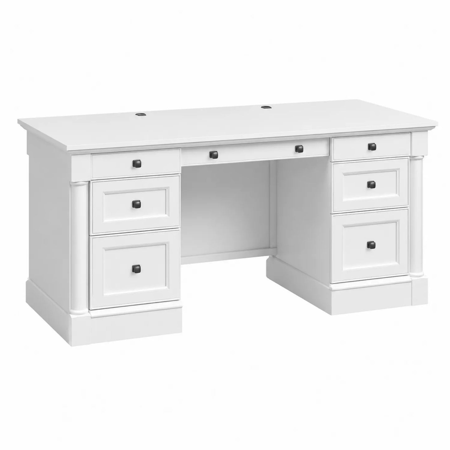 Bureau en MDF avec 6 tiroirs Blanc 152 cm