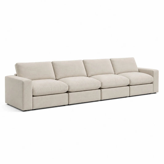 Canapé modulable 4 places en tissu Beige