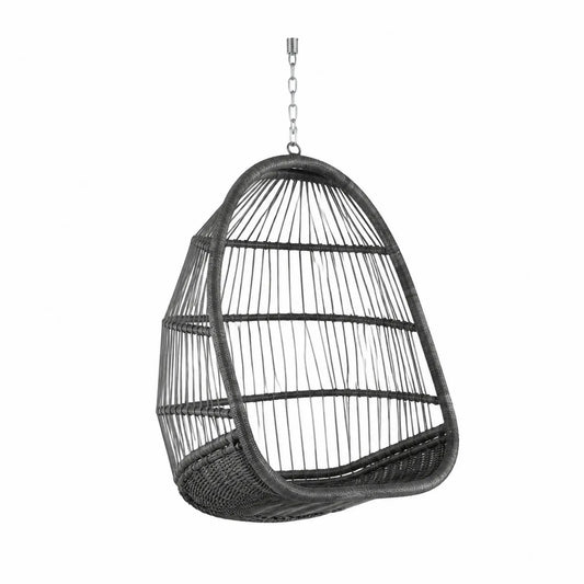 Chaise Suspendue en Résine Tressée Noire pour Extérieur 100x80x120 cm