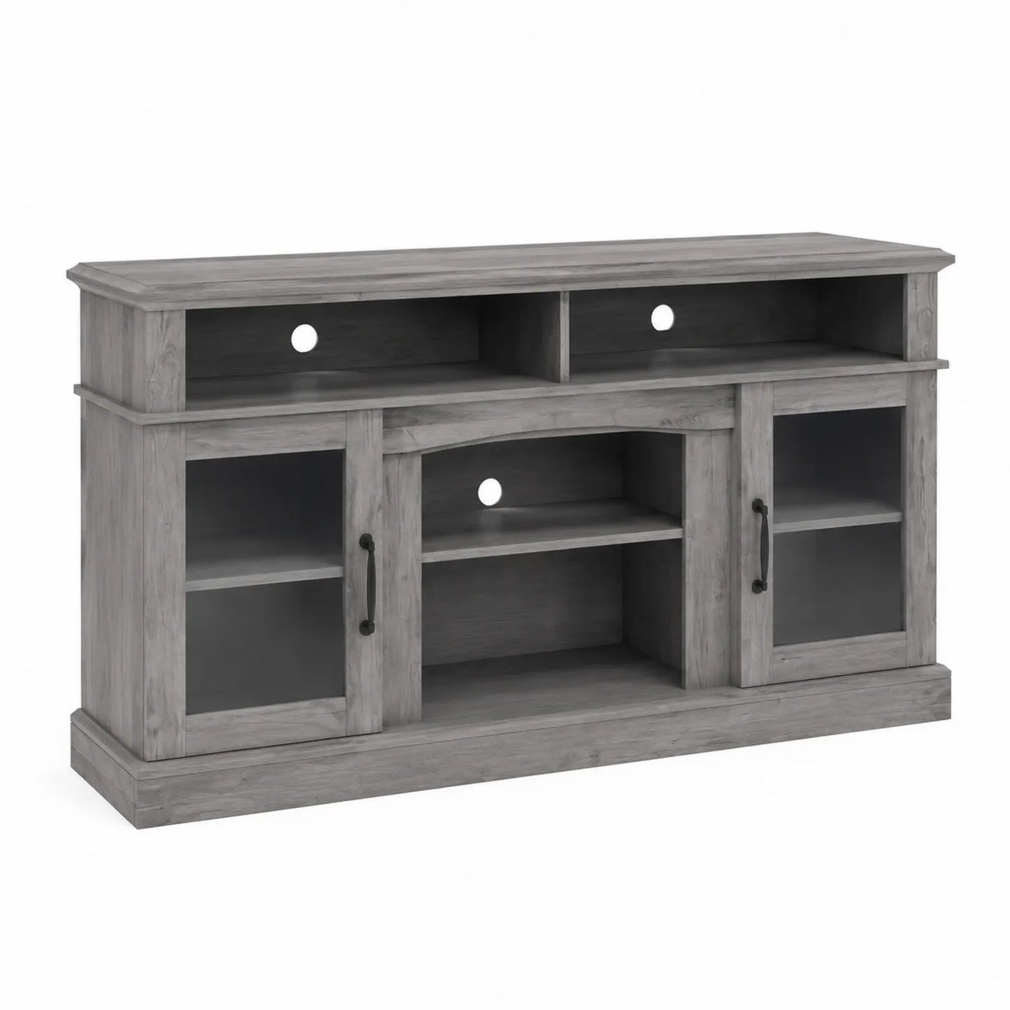 Meuble TV en bois et verre trempé gris 120cm