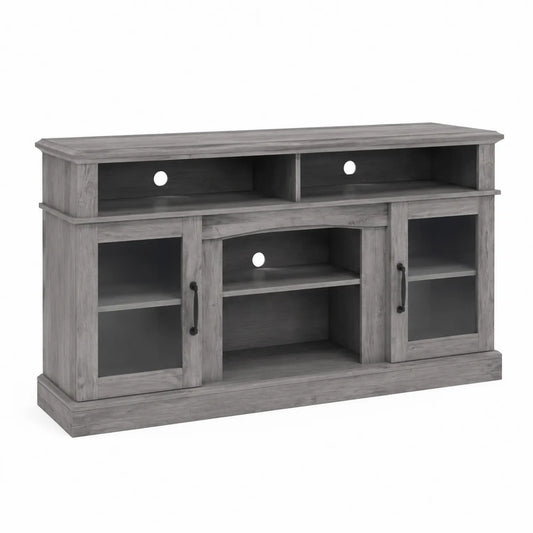 Meuble TV en bois et verre trempé gris 120cm