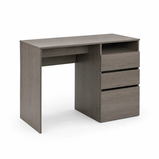 Bureau en bois avec trois tiroirs gris