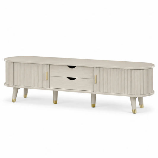 Meuble TV en bois avec tiroirs et portes