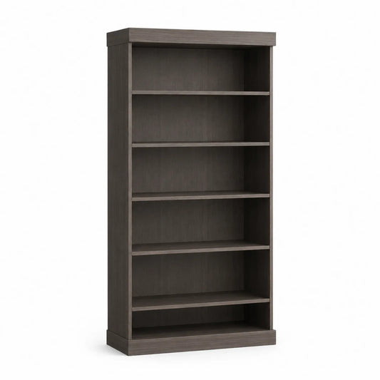 Bibliothèque 5 étagères en bois composite Chêne Gris