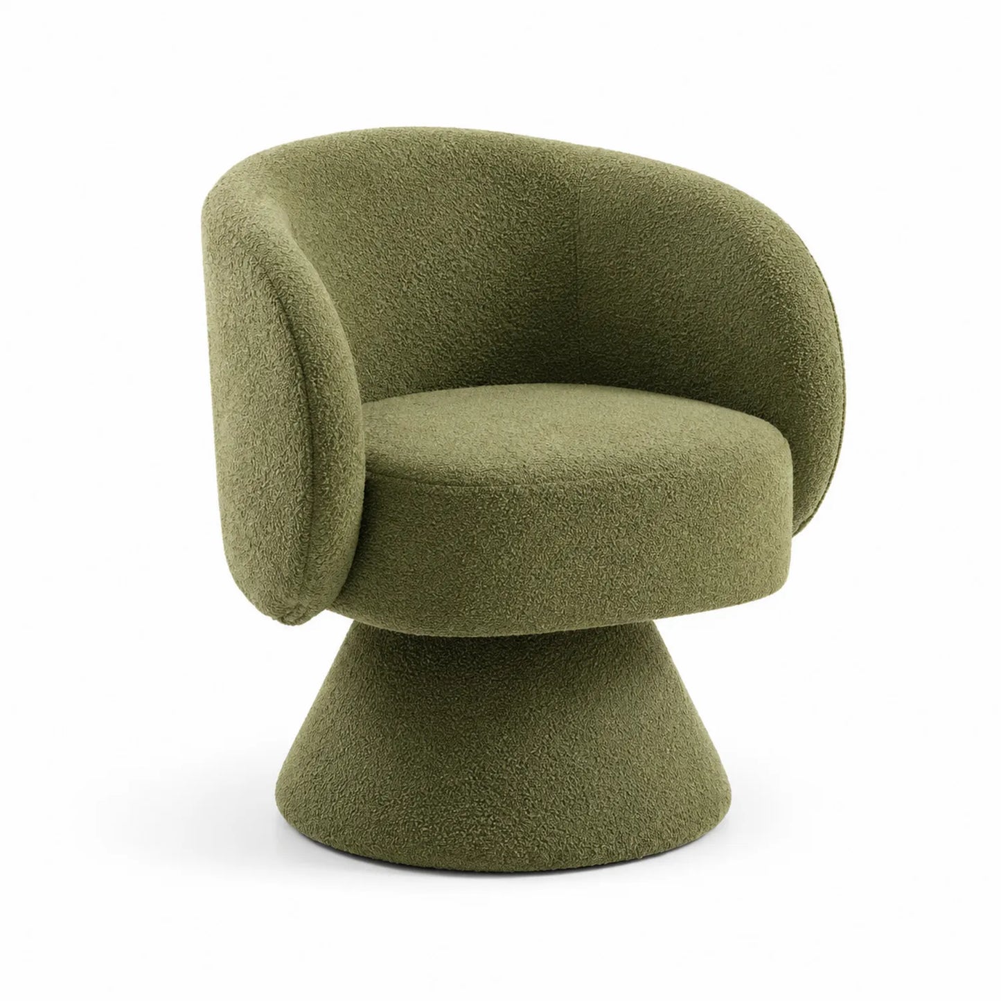 Chaise pivotante en tissu bouclé Vert Olive