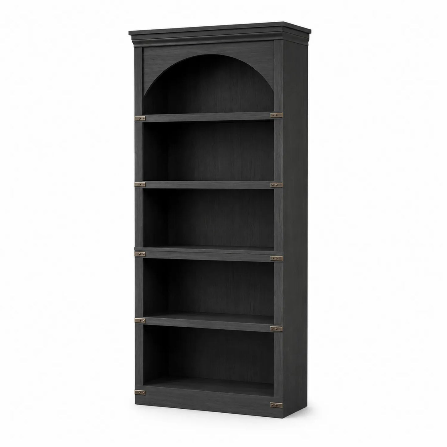 Bibliothèque en Bois Noir Cinq Étagères 182cm