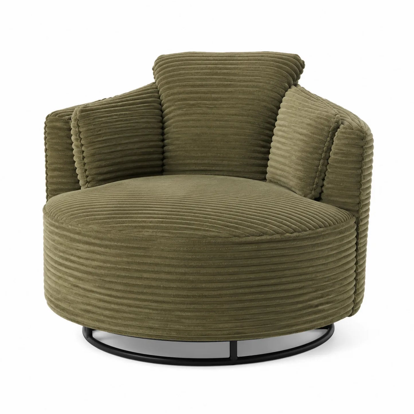 Fauteuil en velours côtelé avec base en métal Vert Olive