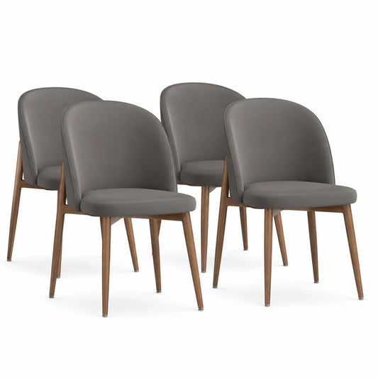 Ensemble de 4 chaises en similicuir avec pieds en bois massif