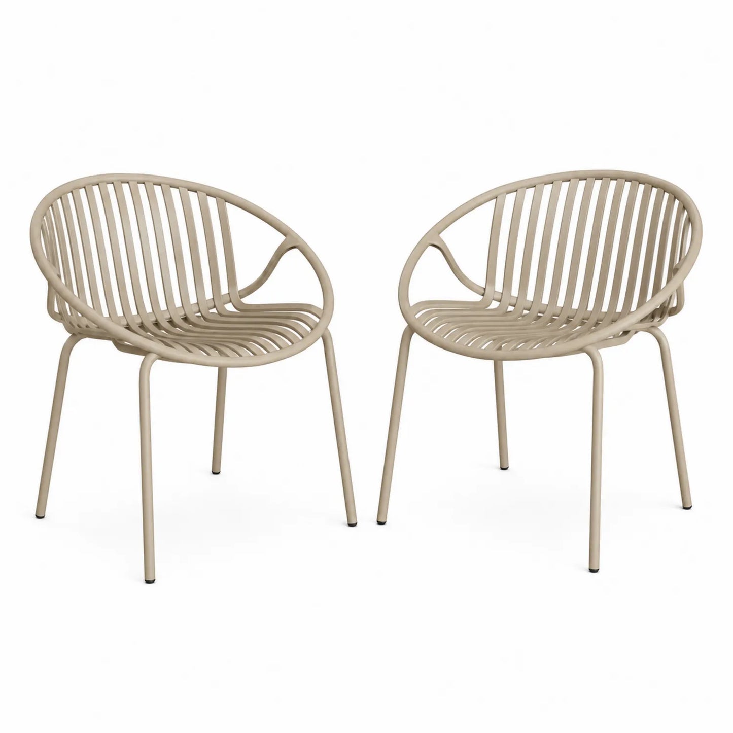 Lot de 2 chaises d'extérieur en métal beige