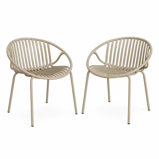Lot de 2 chaises d'extérieur en métal beige