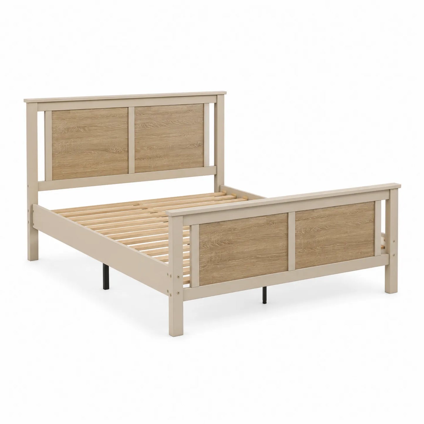 Lit double en bois Beige/Chêne 200x160 cm