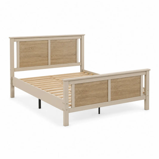 Lit double en bois Beige/Chêne 200x160 cm