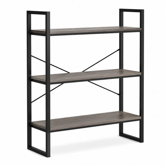 Étagère en bois MDF et métal noir 80x30x100cm