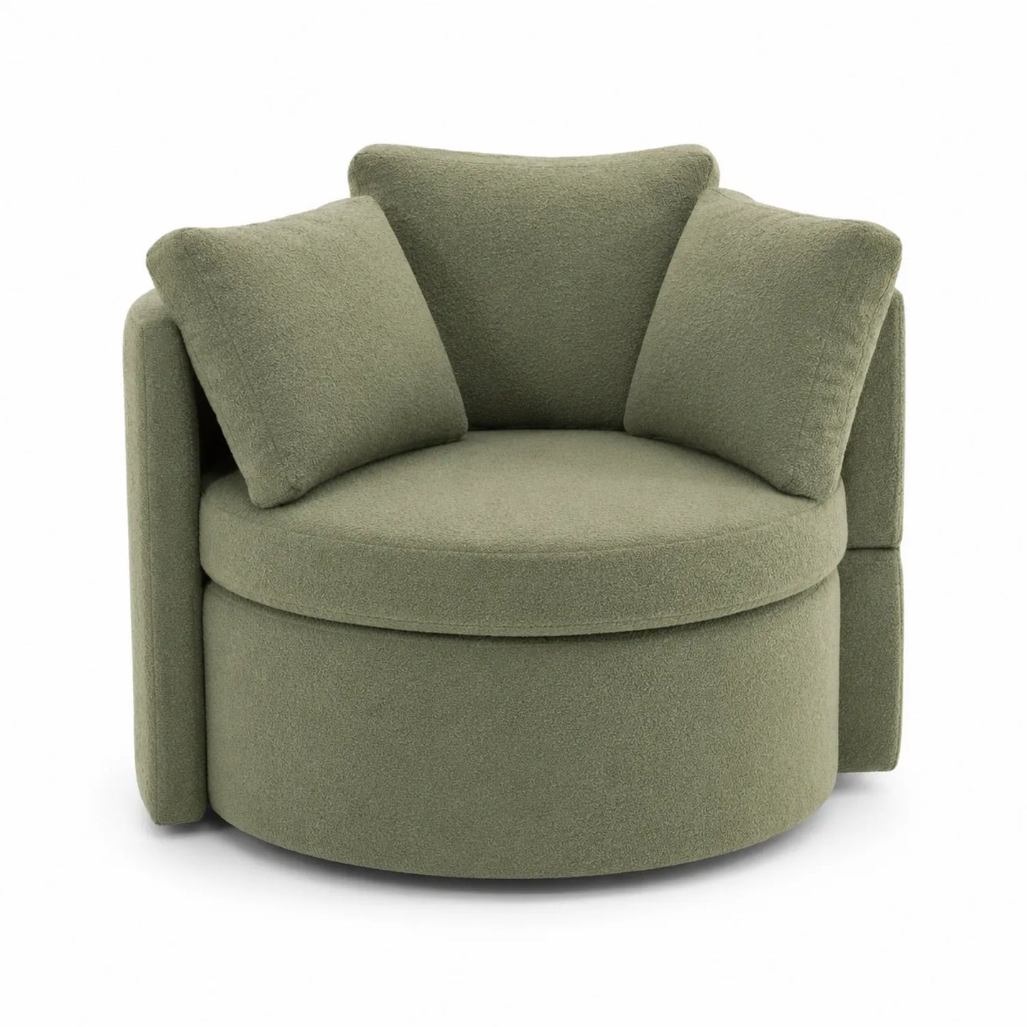Fauteuil rond en tissu bouclé Vert olive