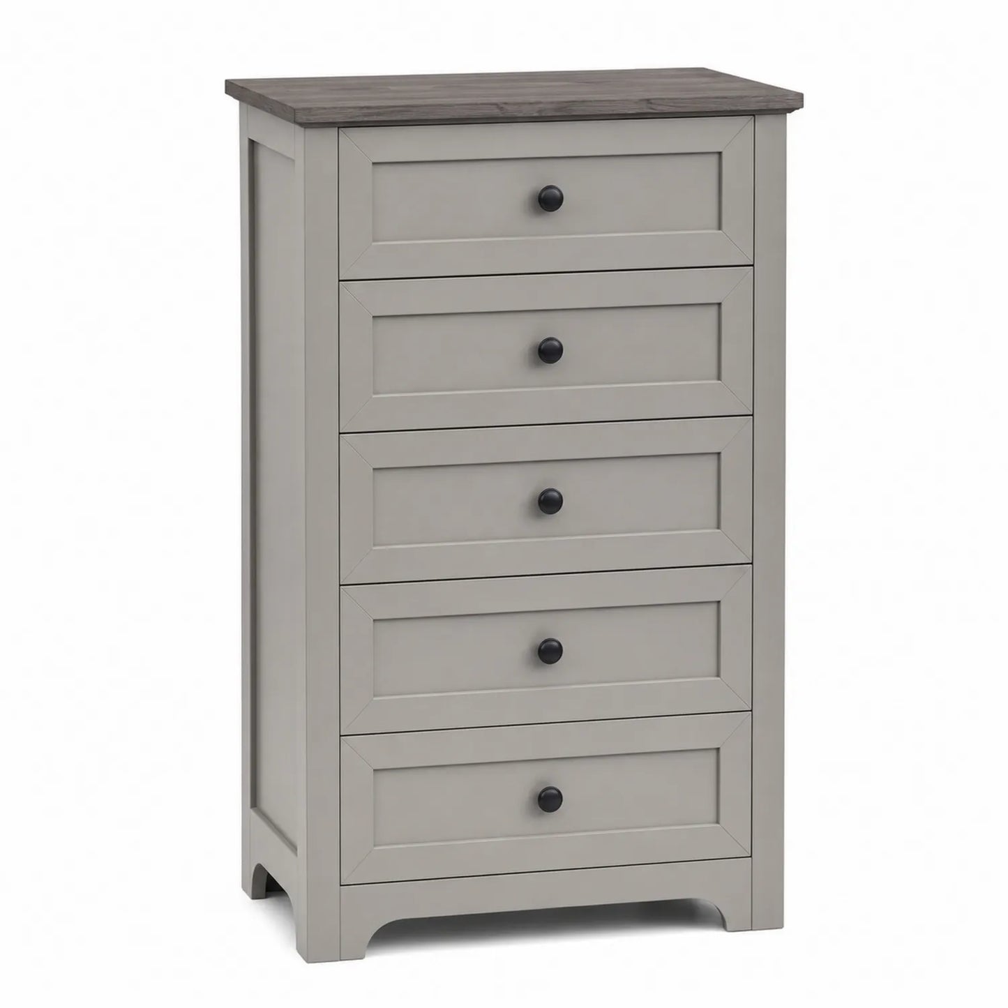 Commode 5 tiroirs en bois composite Gris