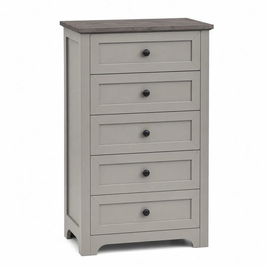 Commode 5 tiroirs en bois composite Gris