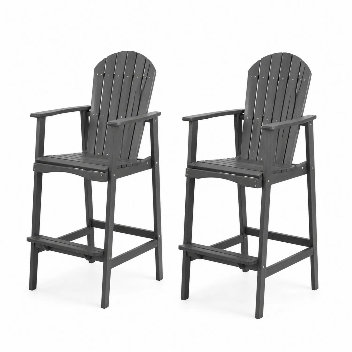 Lot de 2 chaises de bar en bois gris