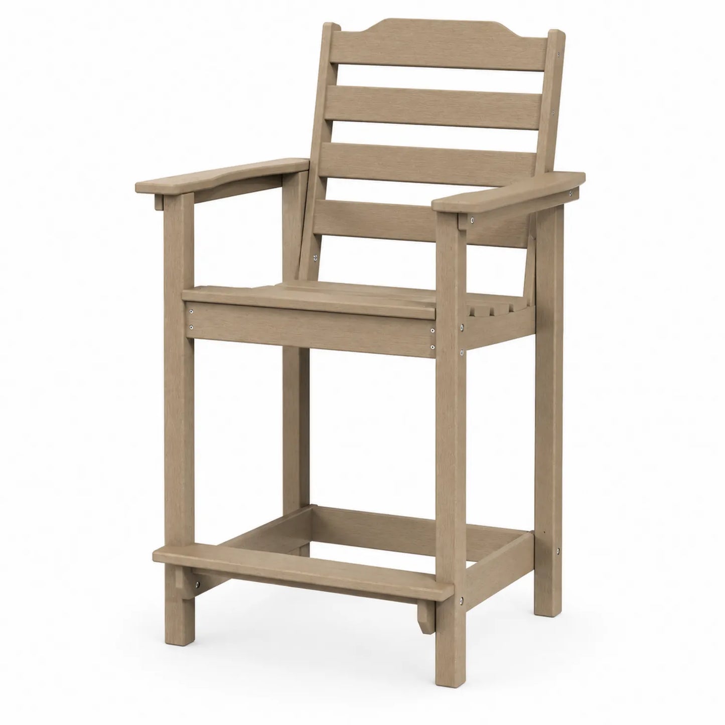 Chaise haute en bois avec accoudoirs beige