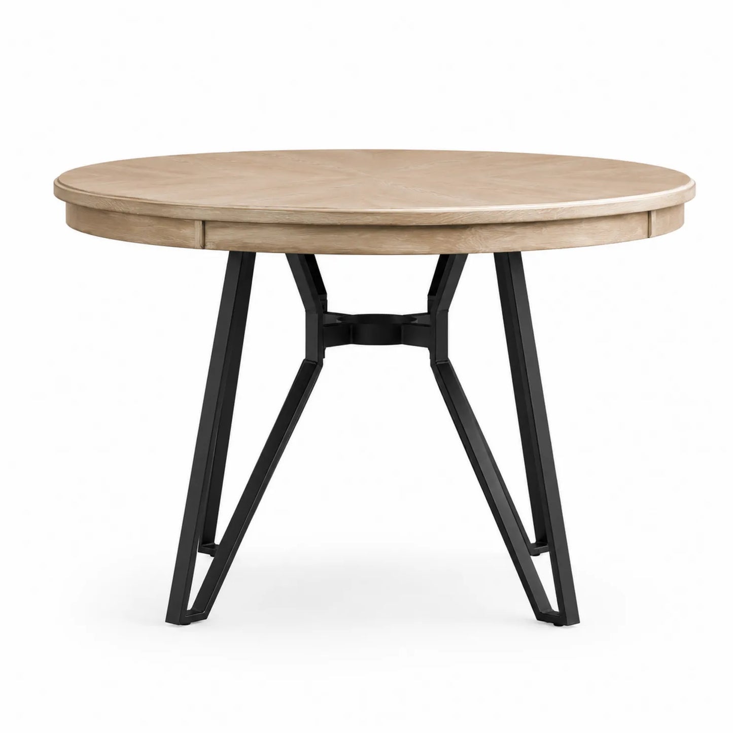 Table ronde en bois et métal noir