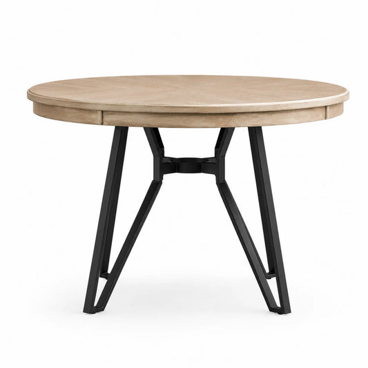Table ronde en bois et métal noir